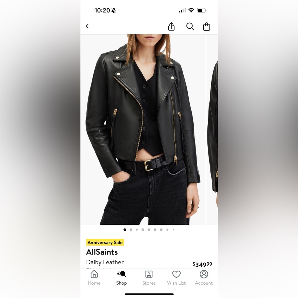 All Saints Black Leather Dalby Leather Jacket